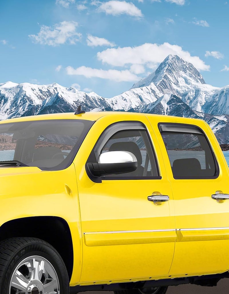 Deejecsun in-Channel Window Rain Guards Fit for Chevrolet (Chevy) Silverado/GMC Sierra 2007-2013 Crew Cab Extra Durable Rain Guards Truck Window Deflectors Vent Visors Vent Shades Car Accessories - Image 2